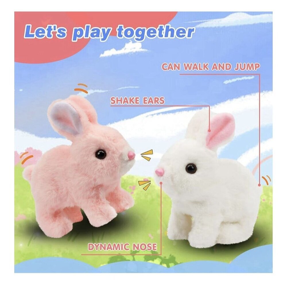 Hopping Plush Rabbit Toy Interactive Electronic Pet Bunny Pink New - Picture 9 of 11